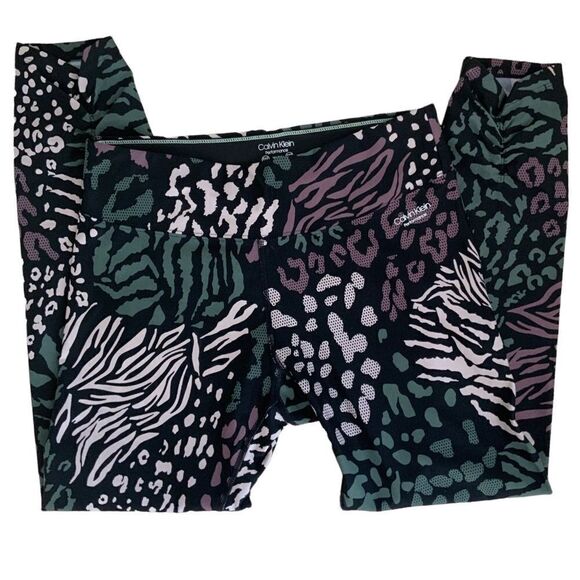 Calvin Klein Performance Leggings Capri Geometric Pattern Multi-Color Size M - Picture 2 of 9